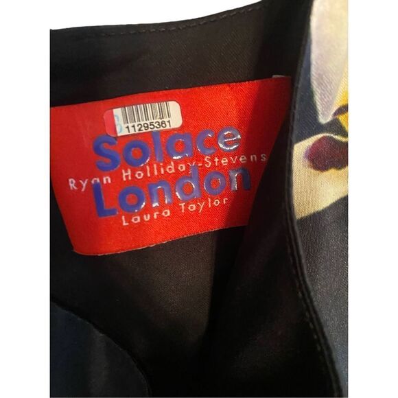 Solace London Naie Gown Dress Black Floral Size 4 Small Designer Maxi  Zip - Picture 3 of 12